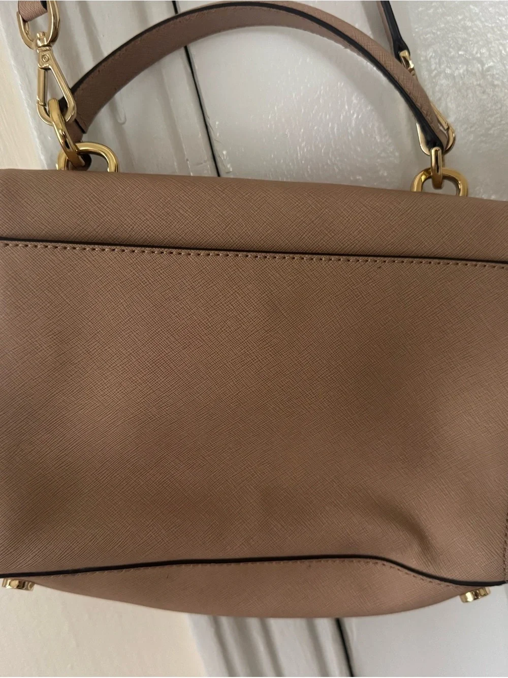 Michael Kors Taupe Leather Satchel with Gold Hardware